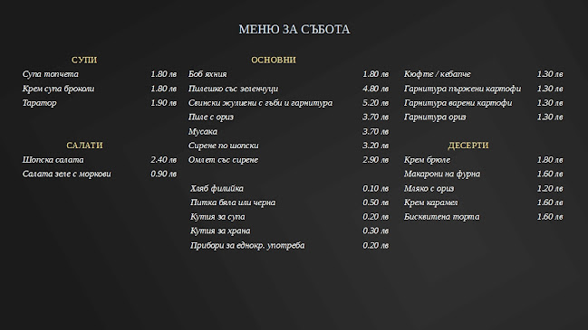 Ресторант МЕНЮ - Варна