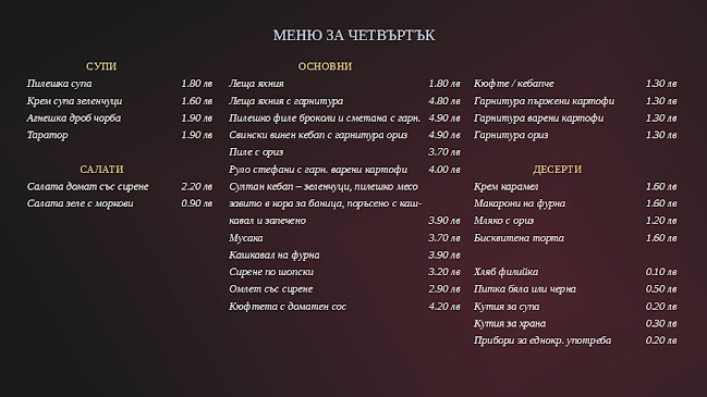 Opinii despre Ресторант МЕНЮ în Варна - Гастрономия и хотелиерство